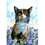 Print - Cat with Pansies